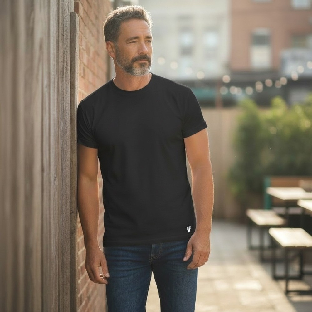 Frye Men's 4 Pack Crew Neck T-Shirts Size S Black Gray Undershirts Cotton NWB